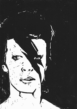  David Bowie · 2013 · Linolschnitt · Auflage: 50 · 50 x 40 cm 