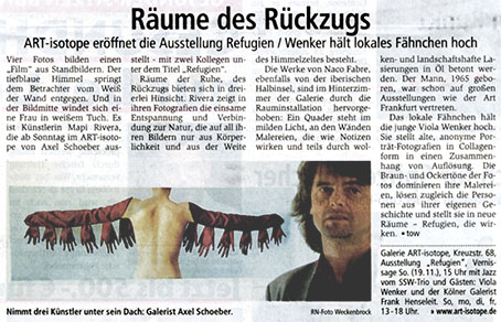 Ausstellung 'Refugien' · Pressebericht Ruhrnachrichten vom 11.11.2006